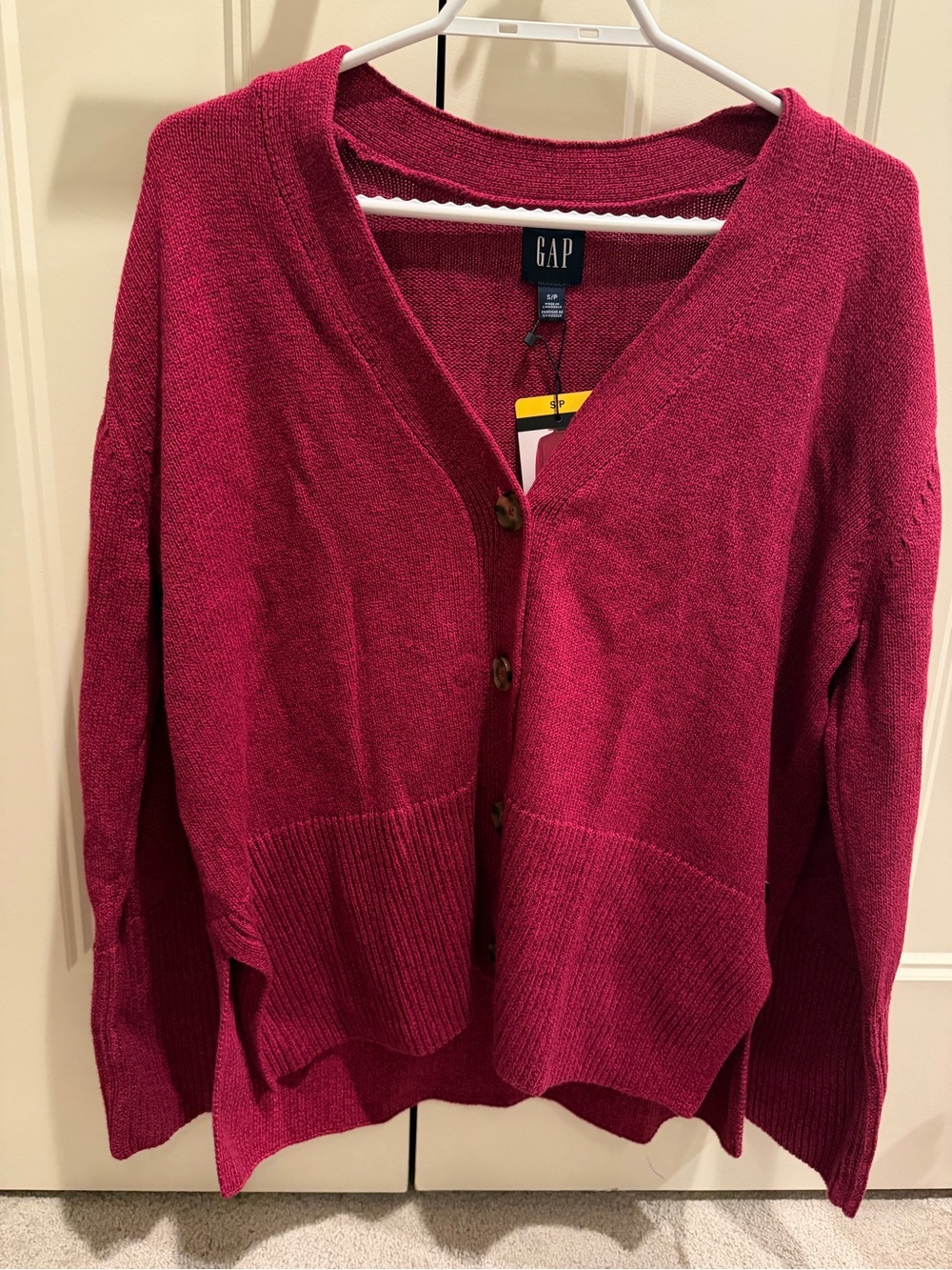 GAP Women's Button-Front Cardigan - Raspberry Pink